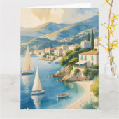 Vintager Stil Cote D'Azur Karte (Gelbe Blume)