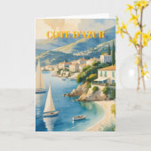Vintager Stil Cote D'Azur Karte (Gelbe Blume)