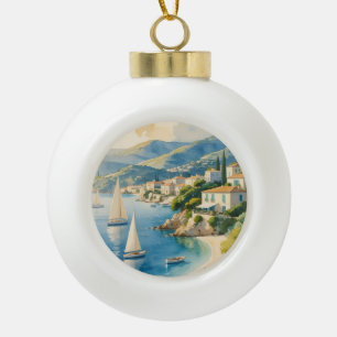 Vintager Stil Cote D'Azur Keramik Kugel-Ornament