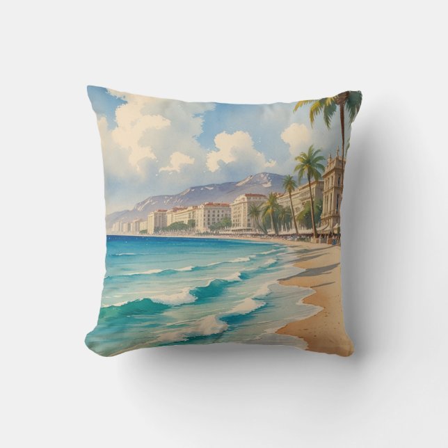 Vintager Stil Cote D'Azur Kissen (Vorderseite)