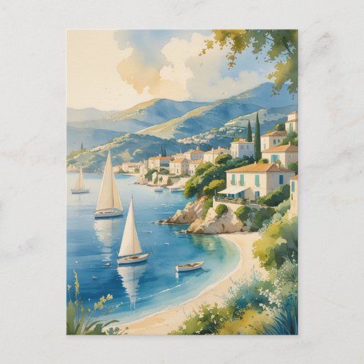 Vintager Stil Cote D'Azur Postkarte (Vorderseite)