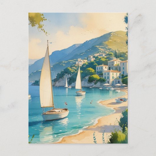 Vintager Stil Cote D'Azur Postkarte (Vorderseite)