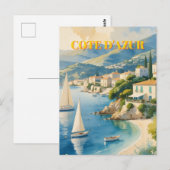 Vintager Stil Cote D'Azur Postkarte (Vorne/Hinten)