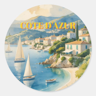 Vintager Stil Cote D'Azur Runder Aufkleber