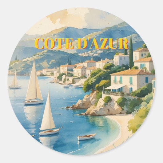 Vintager Stil Cote D'Azur Runder Aufkleber (Vorderseite)