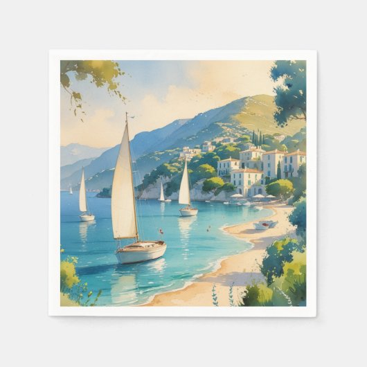 Vintager Stil Cote D'Azur Serviette (Vorderseite)