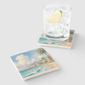 Vintager Stil Cote D'Azur Steinuntersetzer (Seitenansicht)