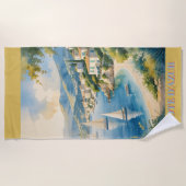 Vintager Stil Cote D'Azur Strandtuch (Vorderseite)