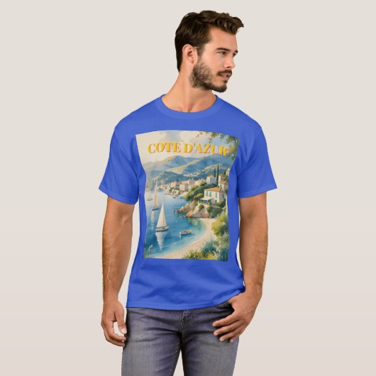 Vintager Stil Cote D'Azur T-Shirt (Vorne ganz)