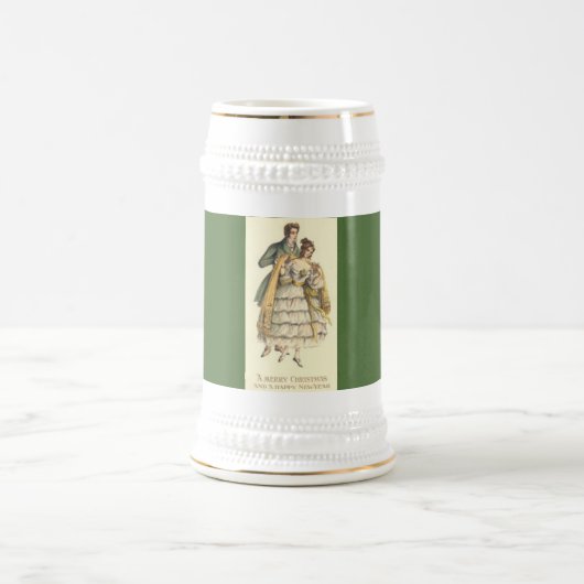 Vintager Stil Couple Viktorianischer Weihnachtsste Bierglas (Mittel)