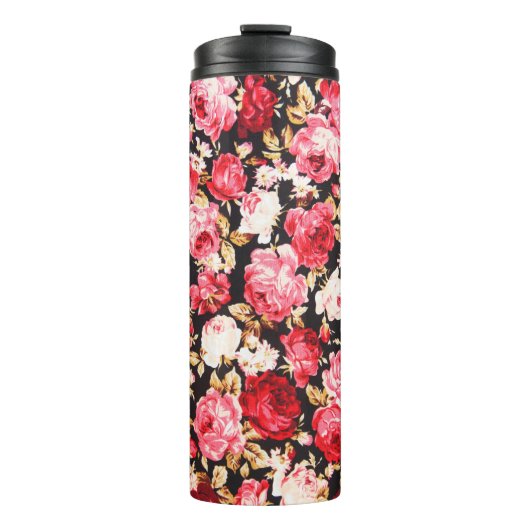 Vintager Stil der Blume Stoff Muster Thermosbecher (Vorderseite)