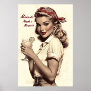 Vintager Stil des Buttons: Mamacita braucht eine M Poster