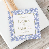 Vintager Stil Dusty Blue Gemustert Geschenkanhänger