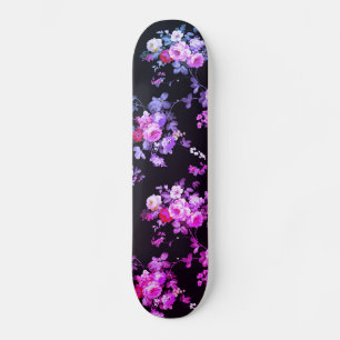 Vintager Stil Elegant Rosa strahlende Rose Blumen Skateboard