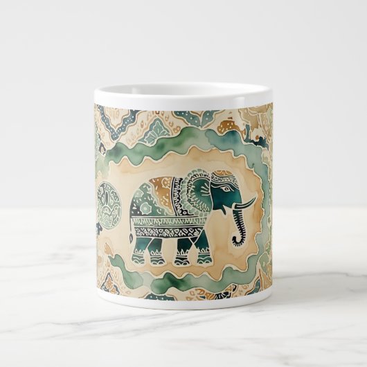 Vintager Stil, Elephant Batik Soul Jumbo-Tasse (Vorderseite)