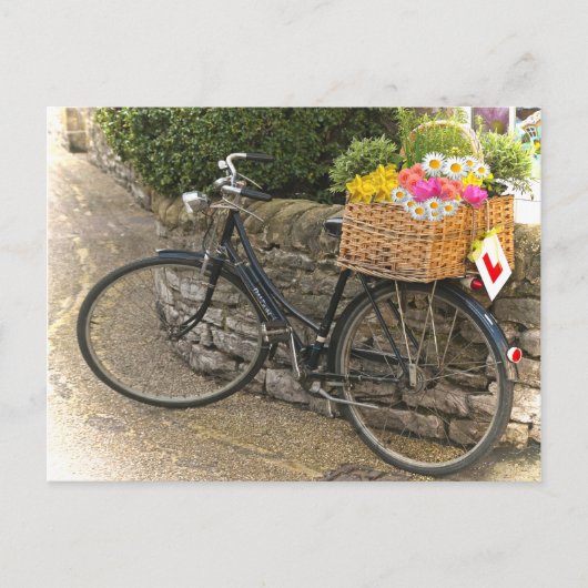 Vintager Stil Fahrrad Blume Foto Postkarte (Vorderseite)