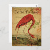 Vintager Stil Flamingo Postkarte (Vorne/Hinten)