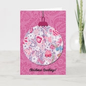 Vintager Stil Flora Weihnachtsschmuck Art Pink Karte (Vorderseite)