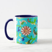 Vintager Stil Floral Aquamarin Art Tasse Cup (Links)