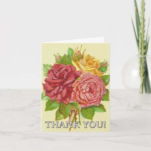 Vintager Stil Floral / Blume Danke Karte (Vorderseite)