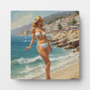 Vintager Stil Französische Riviera Reisen Beach Gi Fotoplatte