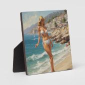 Vintager Stil Französische Riviera Reisen Beach Gi Fotoplatte (Vorderseite)