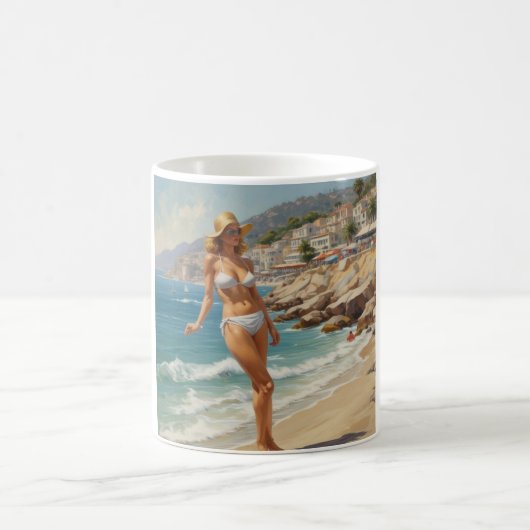 Vintager Stil Französische Riviera Reisen Beach Gi Kaffeetasse (Mittel)