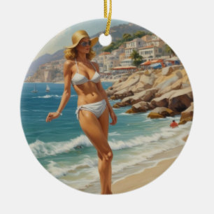 Vintager Stil Französische Riviera Reisen Beach Gi Keramik Ornament