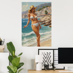 Vintager Stil Französische Riviera Reisen Beach Gi Poster