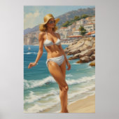 Vintager Stil Französische Riviera Reisen Beach Gi Poster (Vorne)