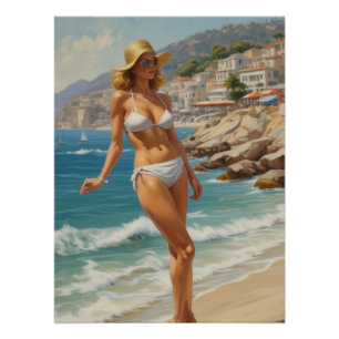Vintager Stil Französische Riviera Reisen Beach Gi Poster
