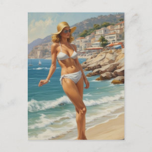 Vintager Stil Französische Riviera Reisen Beach Gi Postkarte