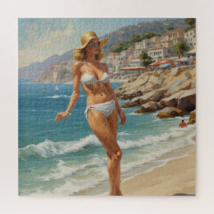Vintager Stil Französische Riviera Reisen Beach Gi Puzzle