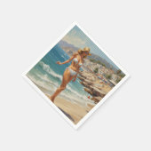 Vintager Stil Französische Riviera Reisen Beach Gi Serviette (Ecke)