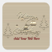 Vintager Stil Frohe Weihnachten Quadratischer Aufkleber (Vorderseite)