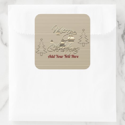 Vintager Stil Frohe Weihnachten Quadratischer Aufkleber (Tasche)