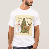 Vintager Stil Frohe Weihnachten T-Shirt (Vorderseite)