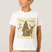 Vintager Stil Frohe Weihnachten T-Shirt (Vorderseite)