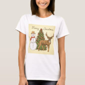 Vintager Stil Frohe Weihnachten T - Shirt (Vorderseite)