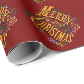Vintager Stil Frohe Weihnachtsfeiertage Gruß Geschenkpapier (Rolleneckpunkt)