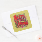 Vintager Stil Frohe Weihnachtsfeiertage Gruß Quadratischer Aufkleber (Umschlag)