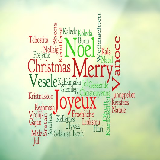 Vintager Stil frohe Weihnachtsübersetzung Word Fensteraufkleber (Blatt 3)