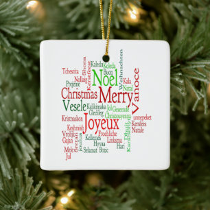Vintager Stil frohe Weihnachtsübersetzung Word Keramikornament