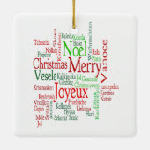 Vintager Stil frohe Weihnachtsübersetzung Word Keramikornament (Rückseite)