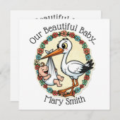 Vintager Stil für Baby- und Storchendesign Einladung (Vorne/Hinten)