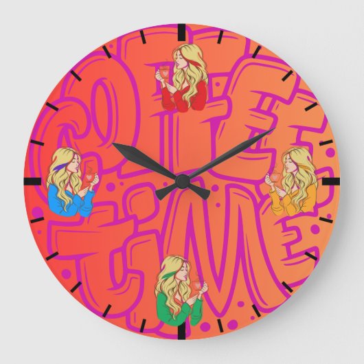 Vintager Stil für die Kaffeezeit Große Wanduhr (Vorderseite)