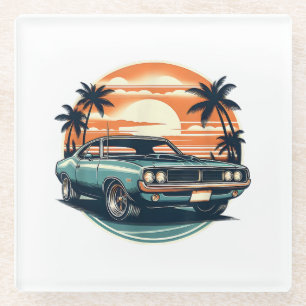 Vintager Stil für Muskelkater Glasuntersetzer