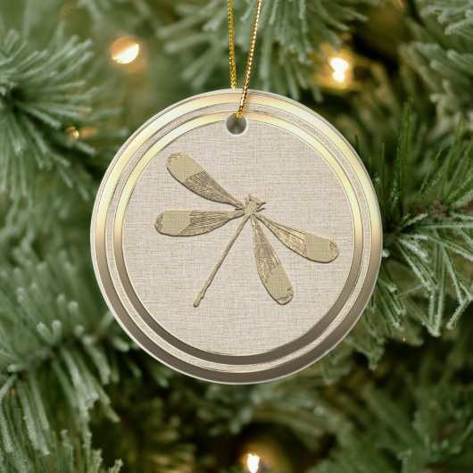 Vintager Stil Gold Dragonfly Keramik Ornament (Baum)