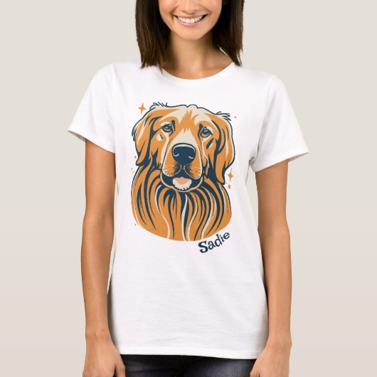 Vintager Stil Golden Retriever T-Shirt (Vorderseite)
