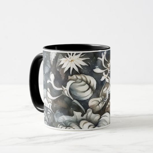Vintager Stil Grau florale Art Tasse Cup (Vorderseite Links)